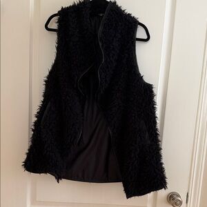 TCEC Black Shaggy Faux Fur Vest